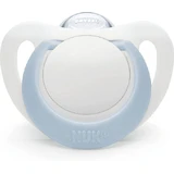 Nuk Genius Silicone orthodontische fopspeen met zakje Wit-Blauw Open voor 0-6 maanden
