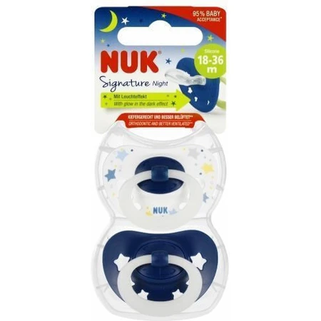Nuk Signature Suzete ortodontice Silicon Suzeta Alb & Albastru pentru 18-36 luni 2buc
