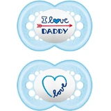 Mam Silicone Orthodontische Fopspeen Ik Hou Van Papa - Lichtblauw voor 6-16 maanden 2st