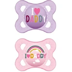 Mum 115S Orthodontic Silikon Schnuller I Love Daddy Regenbogen - Mov-Roz für 2-6 Monate 2pcs