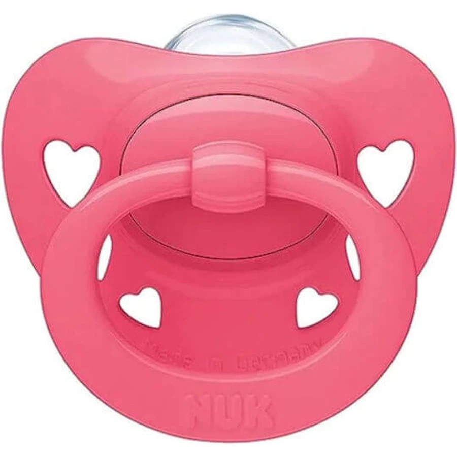 Nuk Signature Silicone orthodontic pacifier with cover Hearts - Fuchsia Pink for 6-18 months