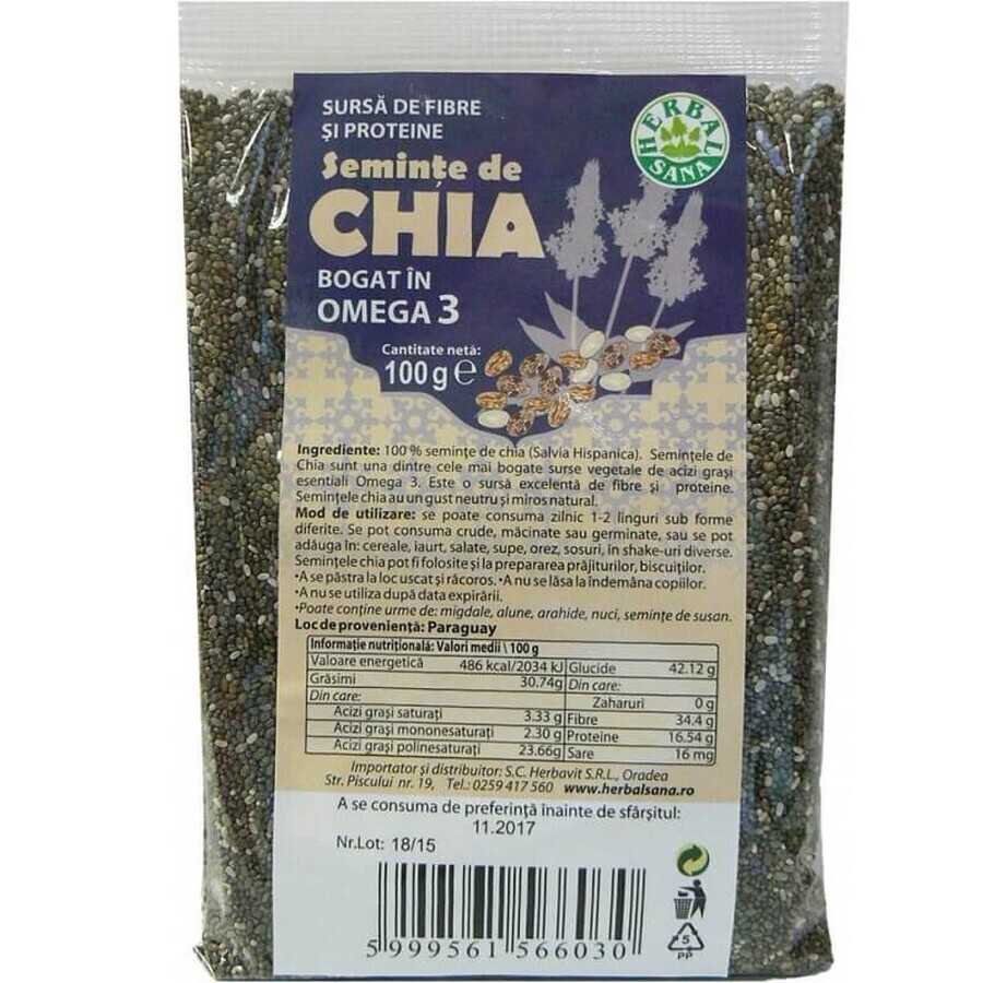 Chia zaden, 500 g, Herbal Sana