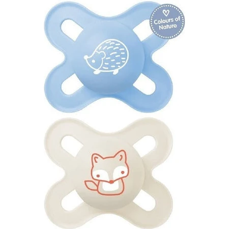 Mam Silicone orthodontic pacifiers Hed hedgehog - Fox - Blue-Beech for 0-2 months 2pcs