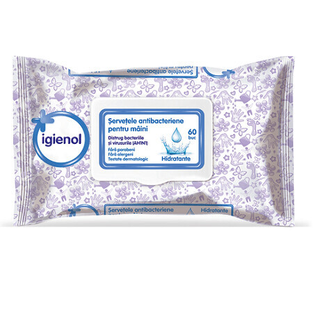 Antibacterial moisturizing wipes, 60 pieces, Igienol