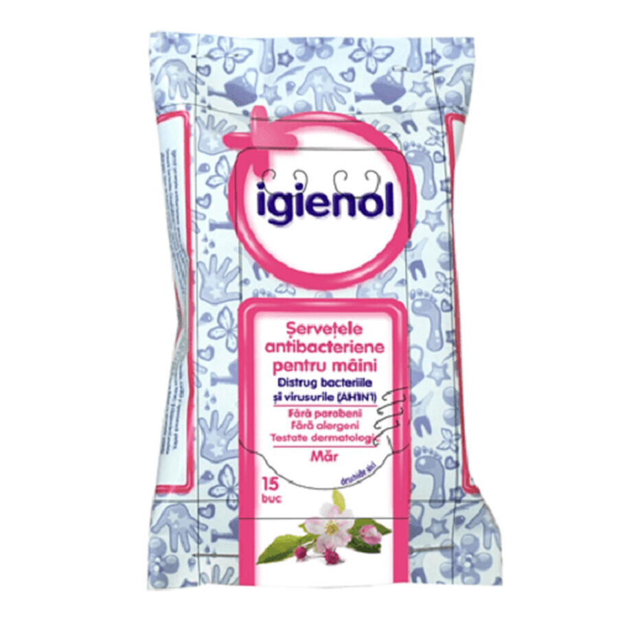 Lingettes antibactériennes avec Mar, 15 pièces, Igienol