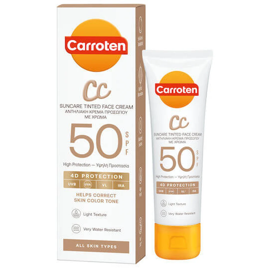 Carroten Wasserfeste Sonnenschutz-Gesichtscreme SPF50 mit Pigment 50ml