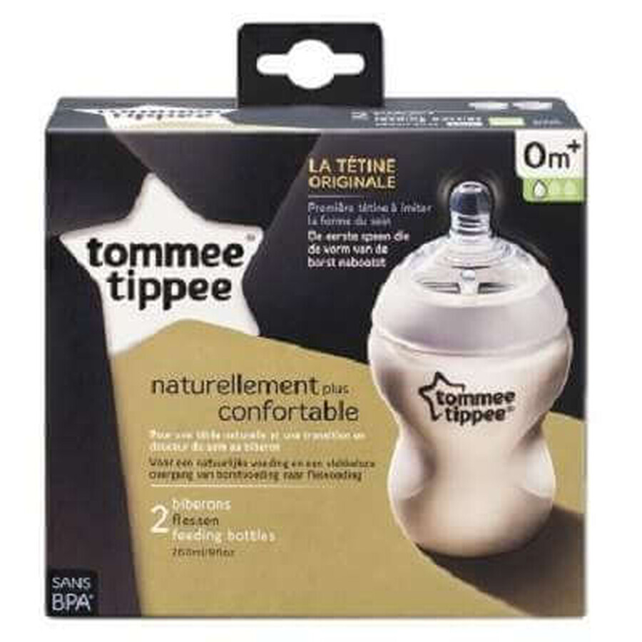 Lot de 2 biberons PP avec tétine en silicone Closer to Nature, 2x260 ml, Tommee Tippee