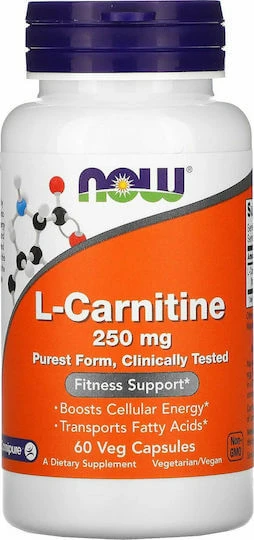 Now Foods L-Carnitine met Carnitine 250mg 60 plantaardige capsules