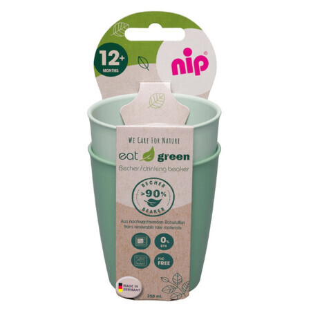 Set van 2 drinkglazen Eat Green, diverse kleuren, Nip