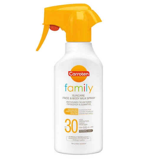 Carroten Family Waterbestendige Zonnecrème voor Gezicht en Lichaam SPF30 Spray 270ml