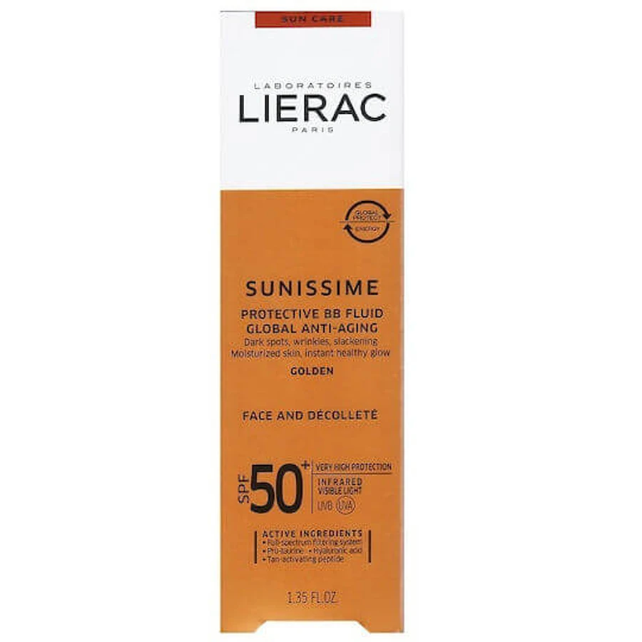 Lierac Sunissime BB Fluid Anti Age Global Golden Sun Protection Face Cream SPF50+ con Pigmento 40ml