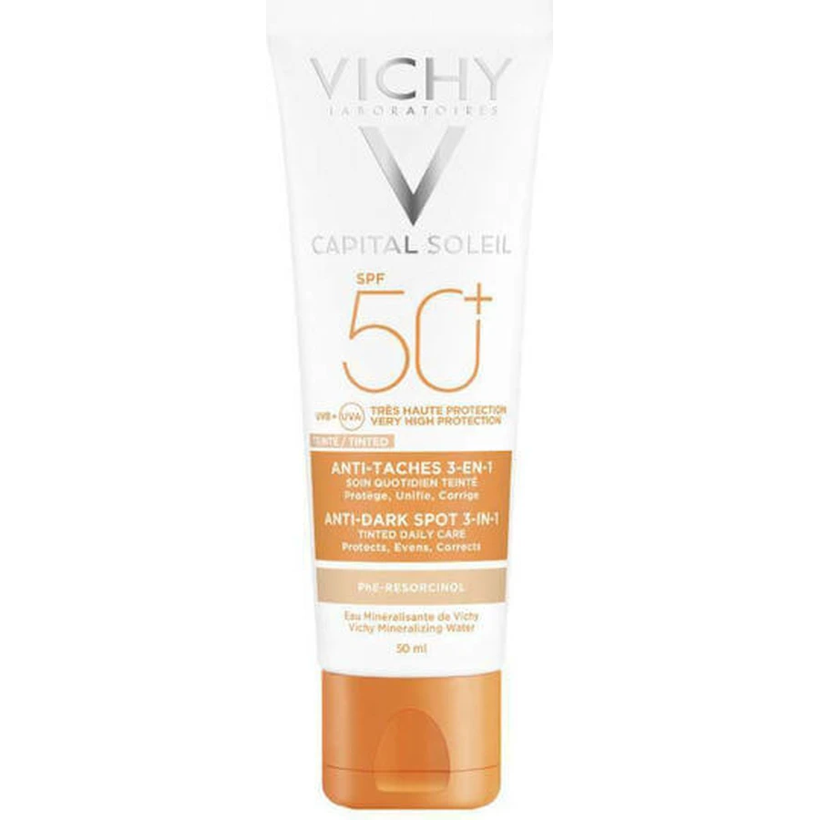 Vichy Capital Soleil 3-in-1 waterbestendige anti-pete zonnecrème voor het gezicht SPF50 met pigment 50ml