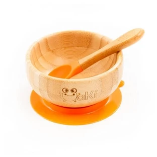 Bamboe kom en lepel set, Oranje, Oaki