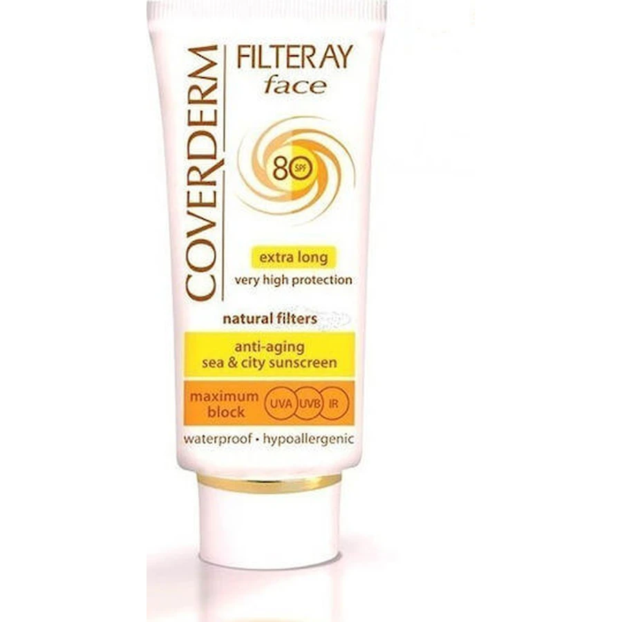Coverderm Filteray Soft Brown Tinted Cream Coverderm Filteray Wodoodporny krem przeciwsłoneczny do twarzy SPF80 z pigmentem 50ml: ceny i cechy