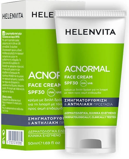 Helenvita Acnormal Dagregulerende Gezichtscrème met SPF30 Anti Roodheid met Niacinamide 50ml