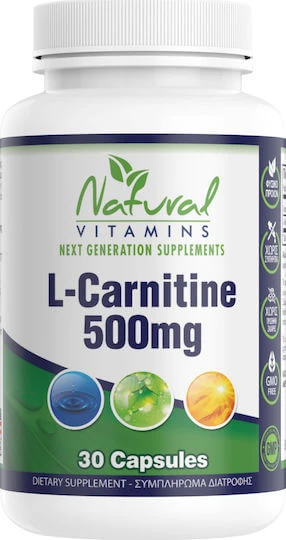 Natuurlijke Vitaminen L-Carnitine met Carnitine 500mg en Natuurlijke Smaak 30 caps
