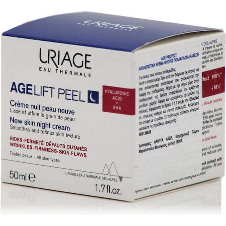 Uriage Age Lift Peel Przeciwstarzeniowy krem do twarzy na noc z kwasem hialuronowym 50ml: ceny i cechy