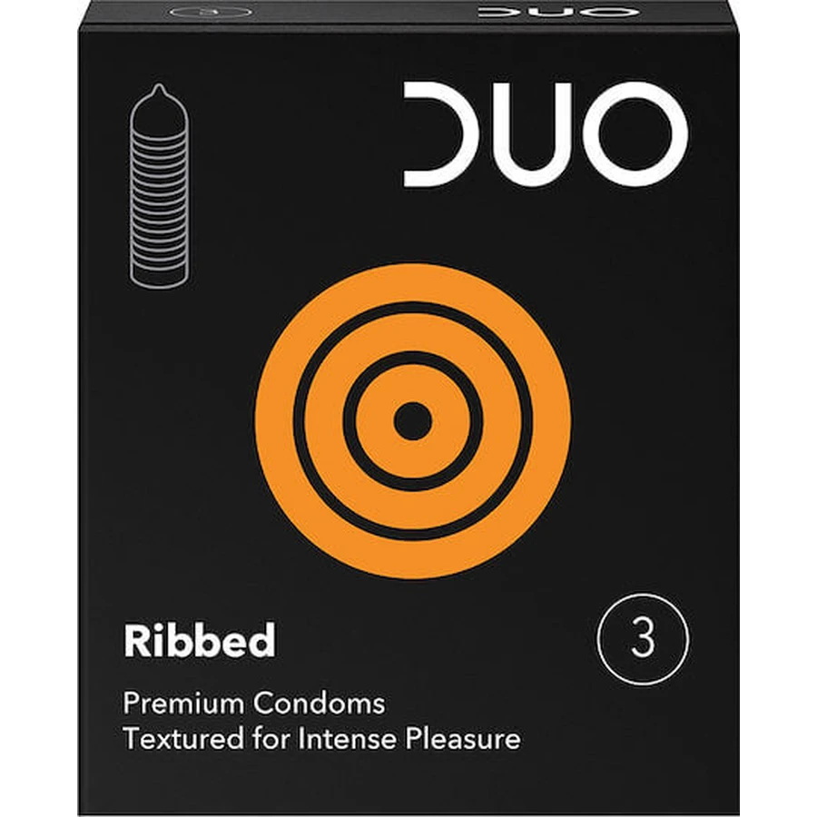 Duo Prezervative Ribbed 3pcs