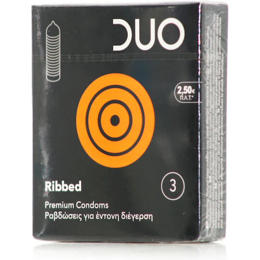 Duo Prezervative Ribbed 3pcs