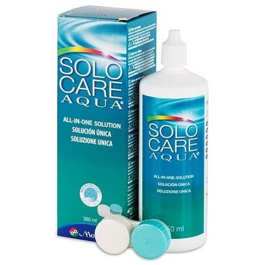 Solo-Care Aqua contact lens care solution + lens holder, 360ml, Menicon