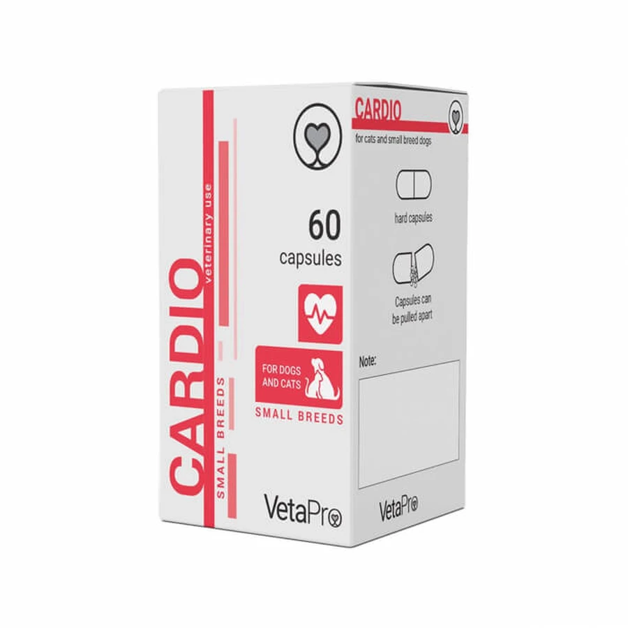VETAPRO cardio 60caps/snack cardiovasculaire gezondheid voor honden en katten van kleine rassen