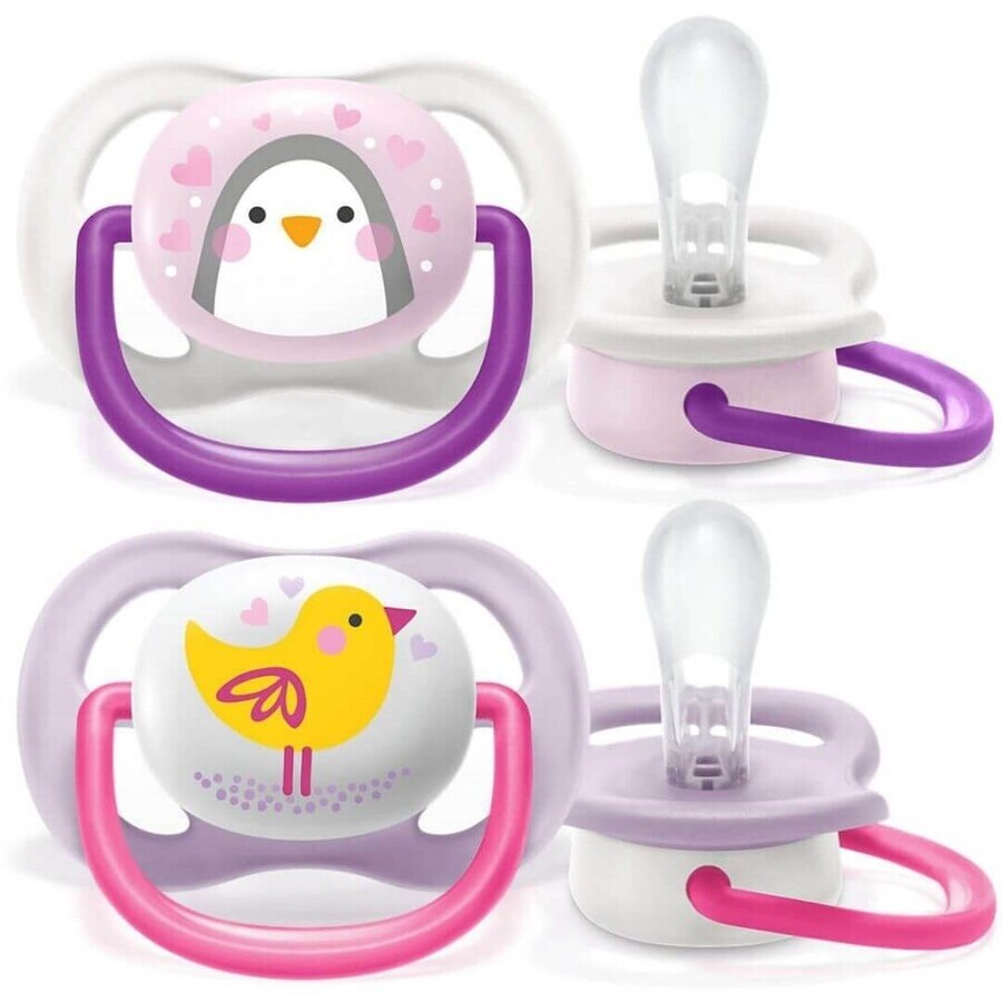 Succhietti Ultra Air, 0-6 mesi, Design Figure, Bambina, 2 pezzi, SCF080/06, Philips Avent