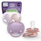 Philips Avent Ultra Soft Pacifier Philips Avent Pacifier Ultra Soft Pacifier, Pink/Mov, 6-18 months, SCF091/43, 2 pieces, Philips