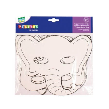 Set kleurmaskers van karton, dierenvormen, 16 stuks, Playbox