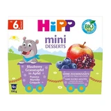 Mini biologisch dessert met appels, bosbessen en granaatappel, 4 x 100 g, Hipp