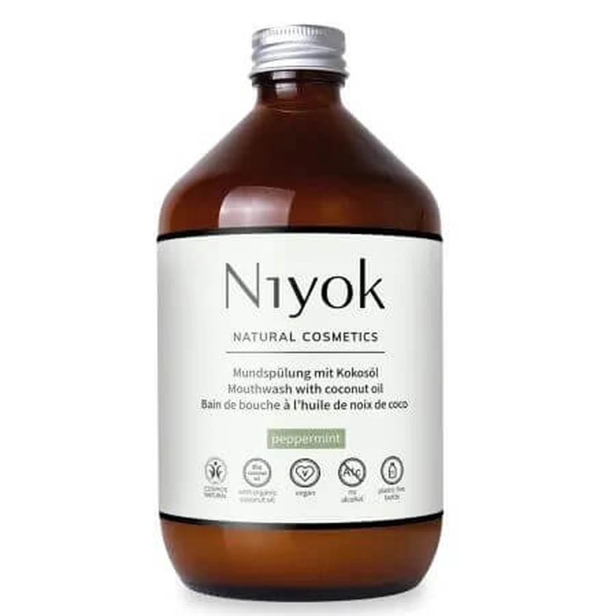 Mondwater met biologische kokosolie en munt, 500 ml, Niyok