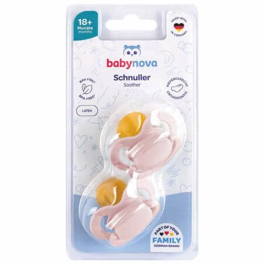 Kieferorthopädische Latex-Schnuller, Mehrfarbig, 18 Monate+, 2 Stück, Baby Nova