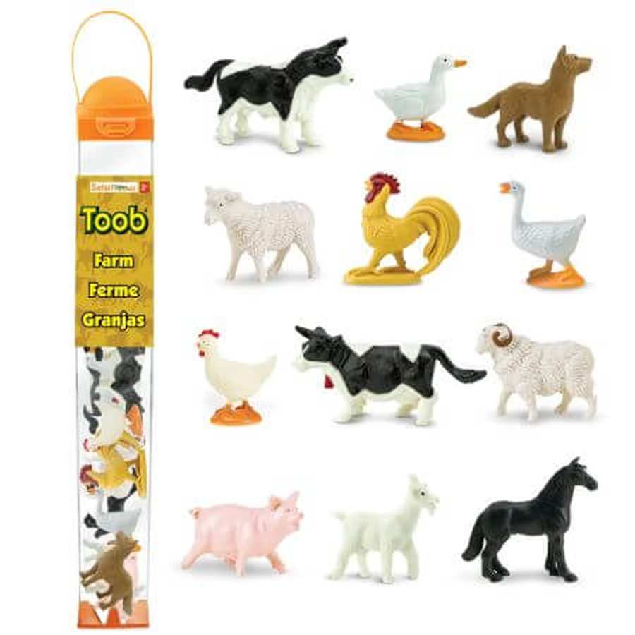 Set of hand painted figurines, Farm animals, 3 years+, 12 pieces, Safari Ltd