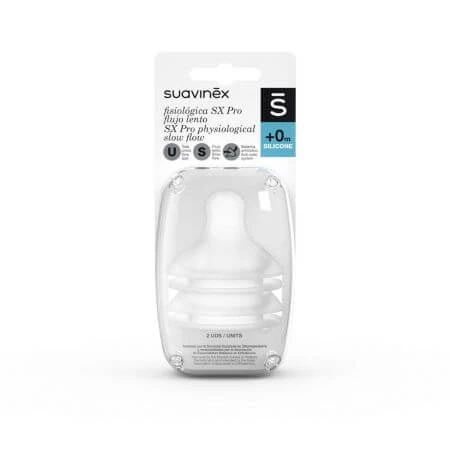 SX Pro spenen met langzame doorstroming, 0 maanden+, 2 stuks, Suavinex
