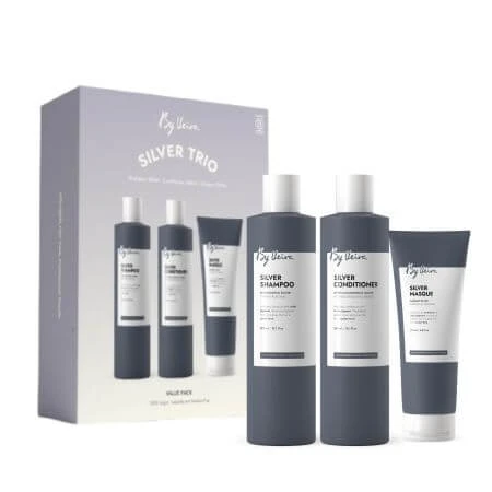 Anti-verouderingsset met violette pigmenten Shampoo, Conditioner en Haarmasker Zilver, 300/300/200 ml, Vaneira