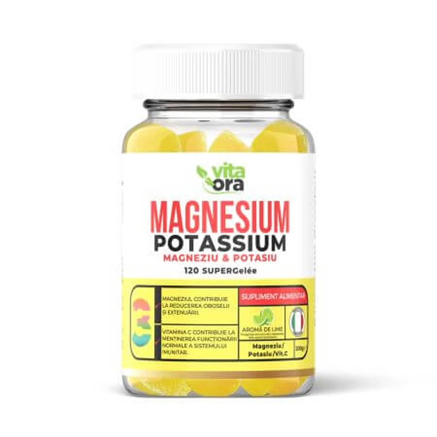 Magnesium Potasium Super Gelee, limoensmaak, 120 geleitjes, Vita Ora