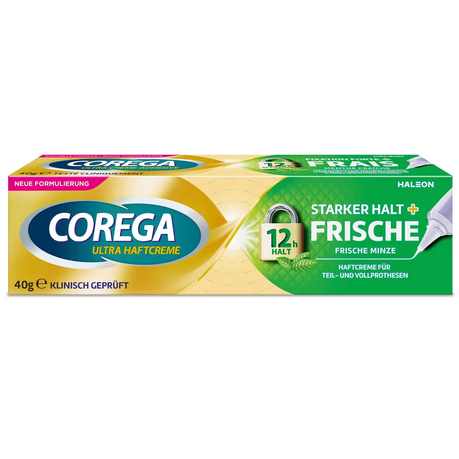 Corega, prothesefixatiecrème, verse munt, 40 g