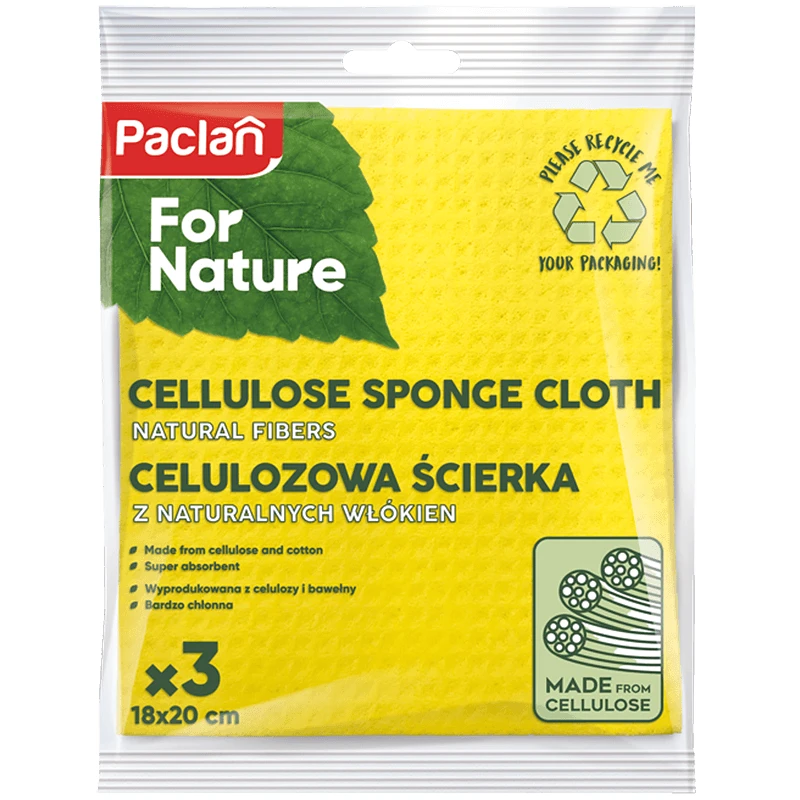 Paclan For Nature, cellulose sponsdoekje, 3 stuks