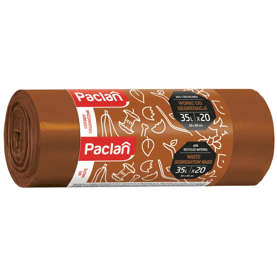 Paclan, segregation bags, bio waste, brown, 35 l x 20 pieces