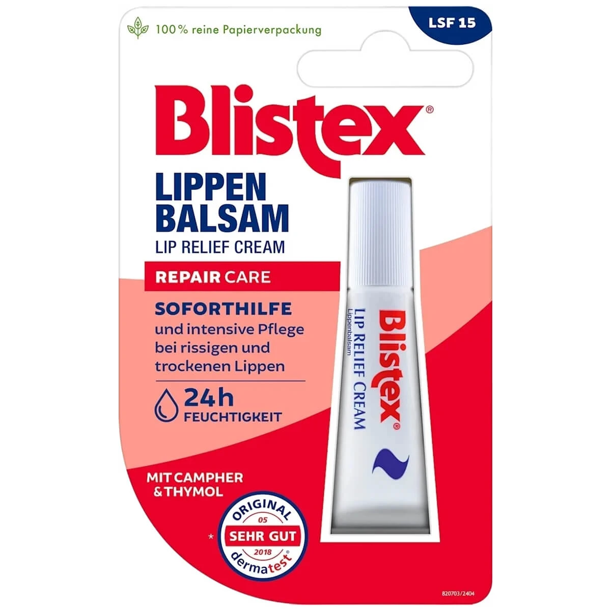 Blistex Repair Care Lip Relief Cream, lippenbalsem, SPF 15, 6 ml