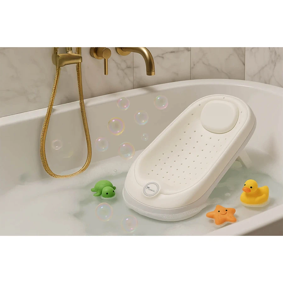 Momini BathBuddy, folding baby bath support, beige