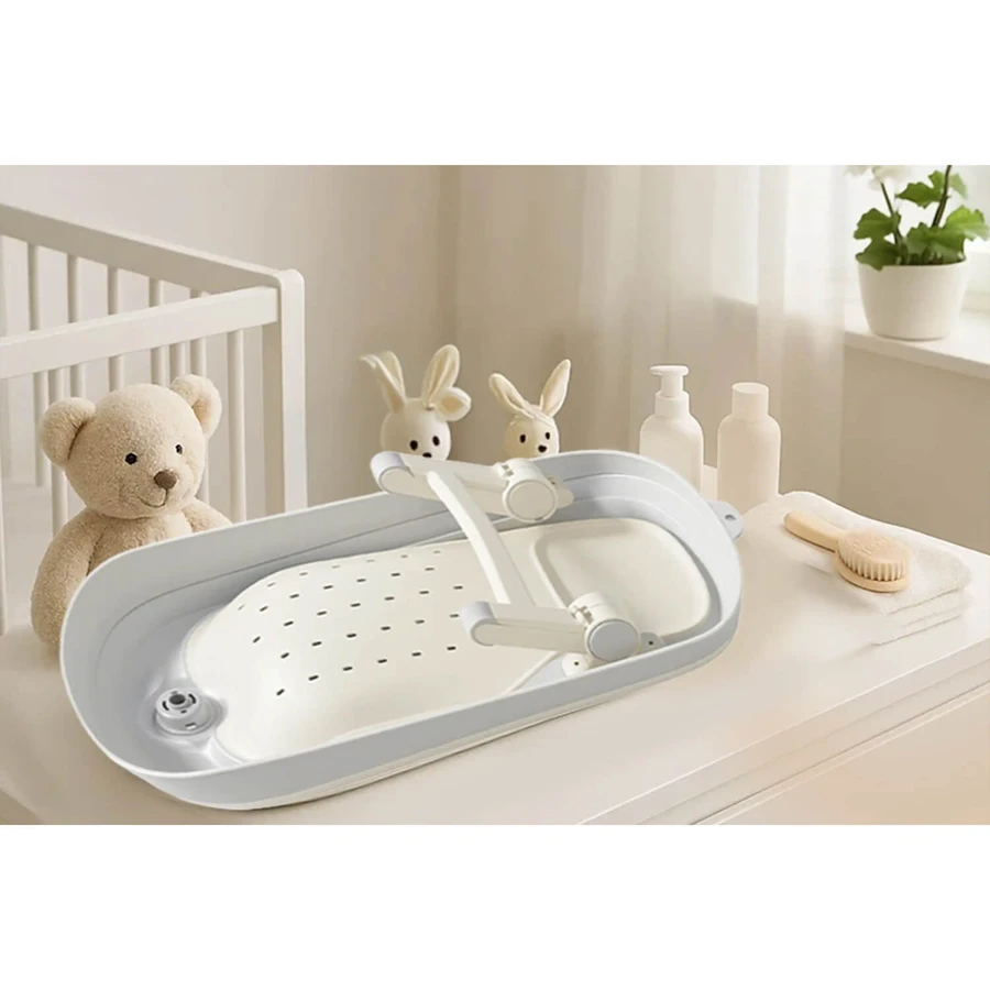 Momini BathBuddy, folding baby bath support, beige