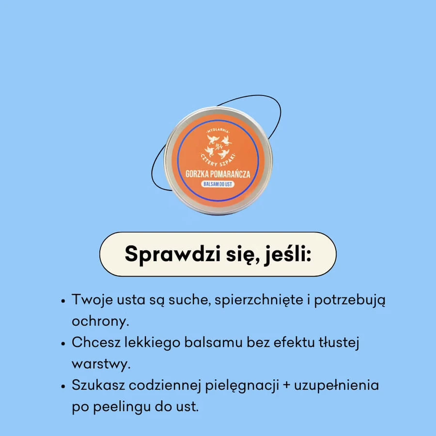 Cztery Szpaki, bálsamo labial, naranja amarga, 15 ml