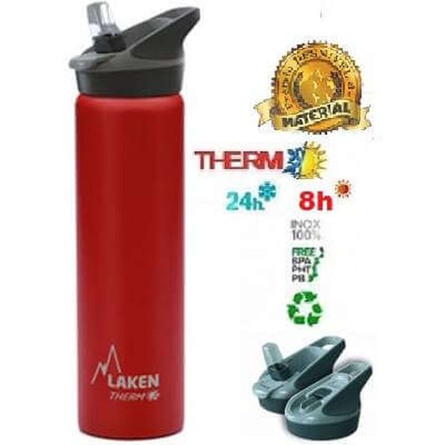 Stainless steel thermos with automatic lid Jannu Rosu, 750ml, Laken