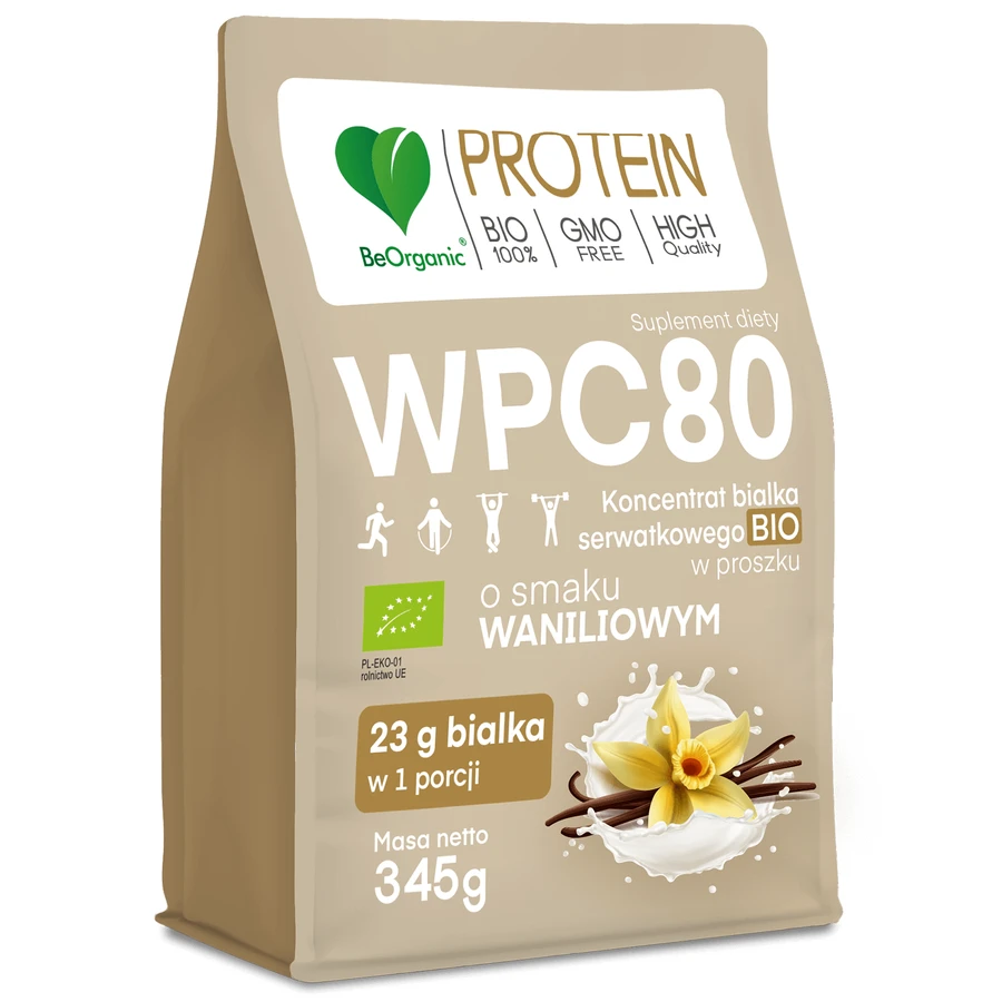BeOrganic WPC 80, concentré de protéines de lactosérum Bio, saveur vanille, 345 g