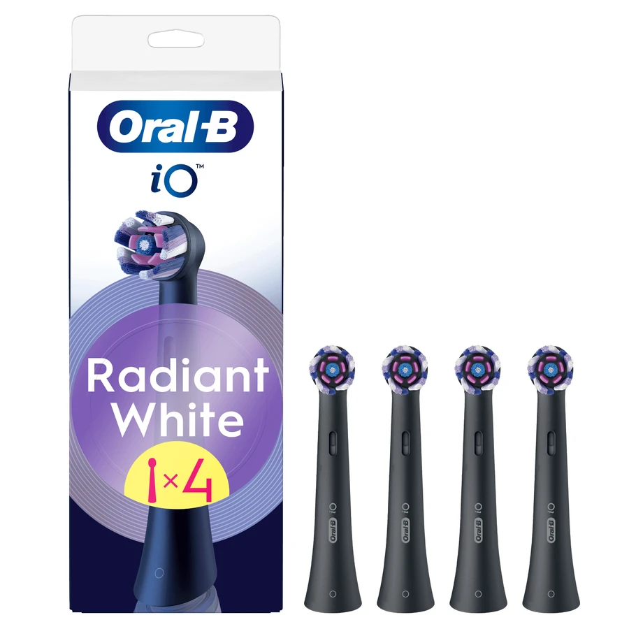 Oral-B iO Radiant White, punte di ricambio per spazzolino magnetico, nero, 4 pezzi