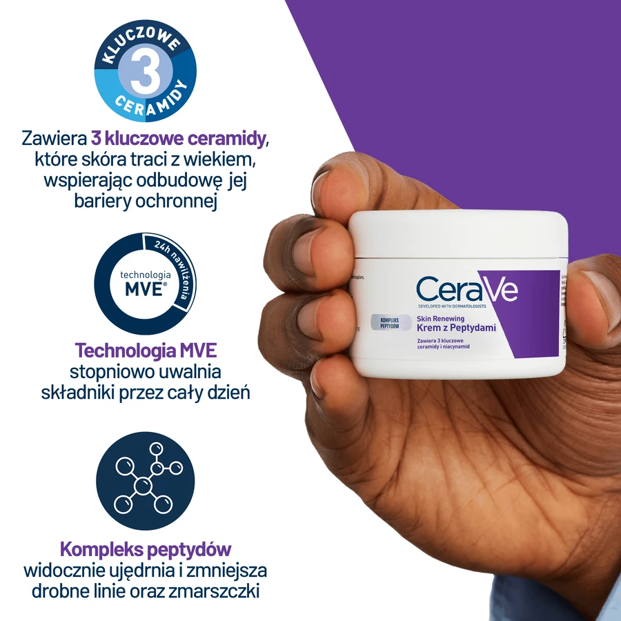 CeraVe Skin Renewing, crema viso con peptidi, 48 g