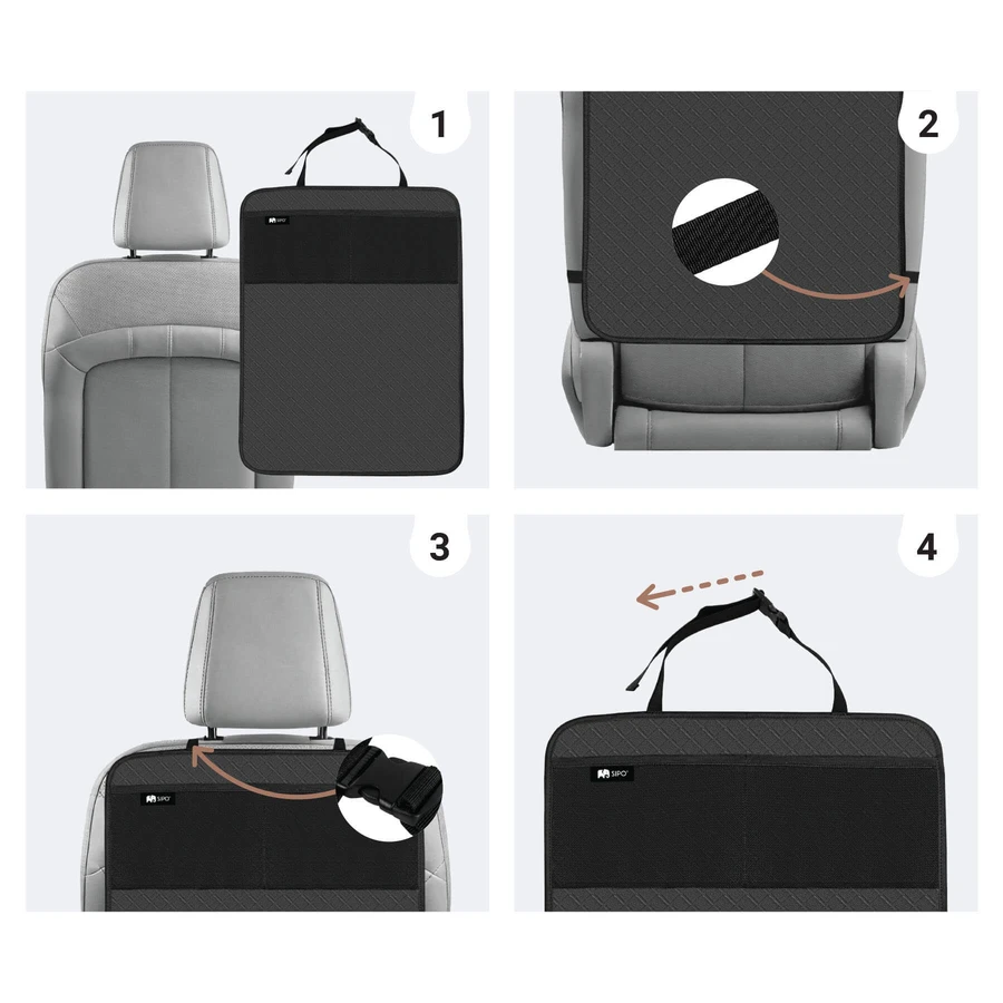 Sipo, beschermmat voor autostoel tegen schoppen, zwart, 1 stuk