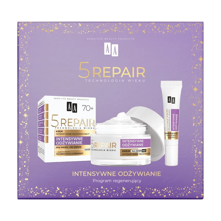 Set AA Age Technology 5 Repair 70+, cremă regenerantă intensivă, 50 ml + cremă de ochi hidratantă și revitalizantă, 15 ml