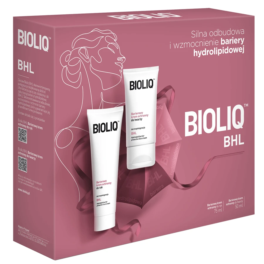 Bioliq BHL Set, Barriereschutzcreme für das Gesicht, 50 ml + Handcreme, 75 ml