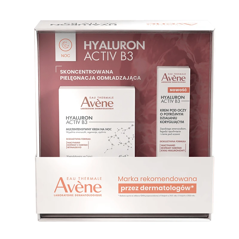 Avene Hyaluron Activ B3 nachtcrème, multi-intensieve nachtcrème, 40 ml + drievoudige corrigerende oogcrème, 15 ml